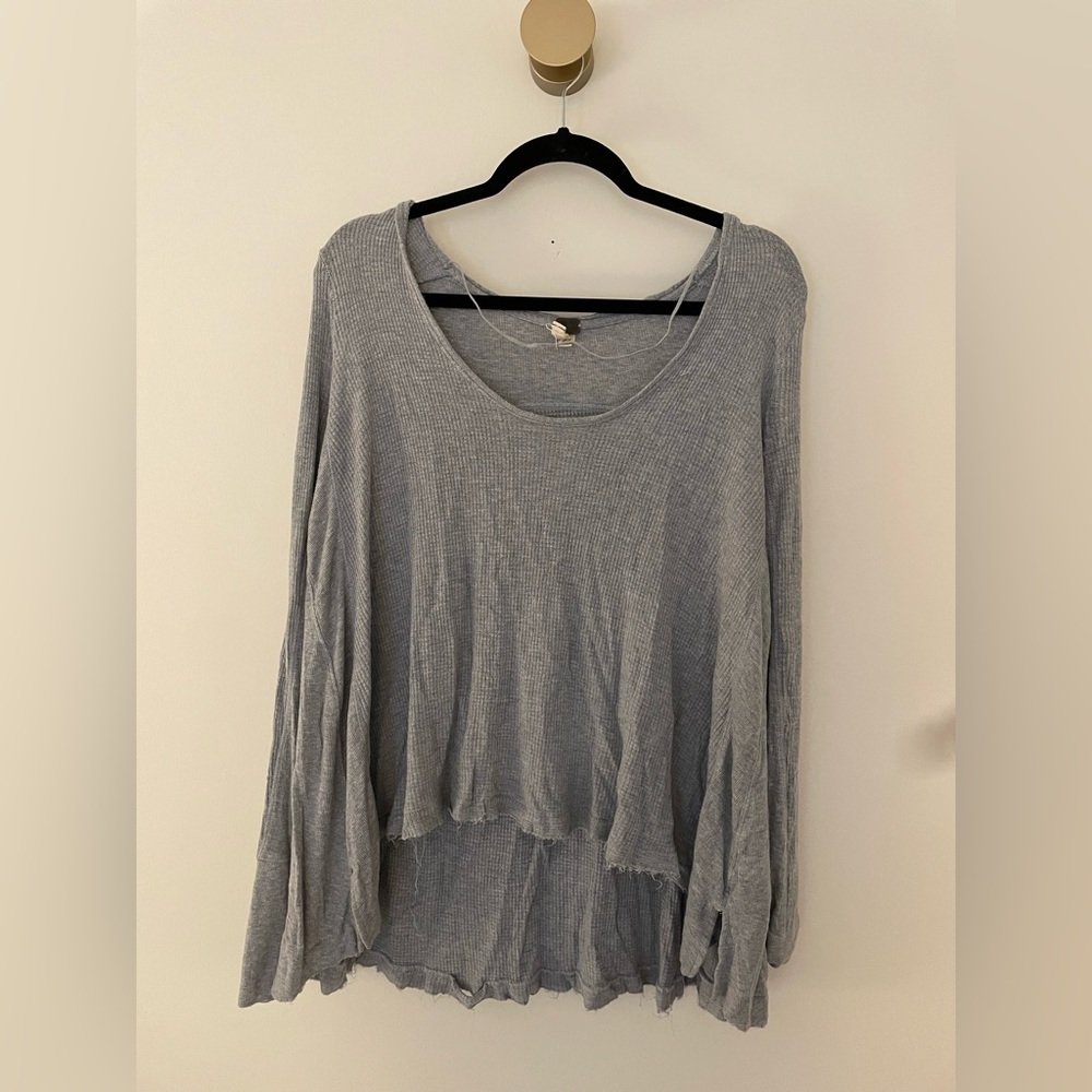 Free People Sweater Waffle High Low - Grey - M
